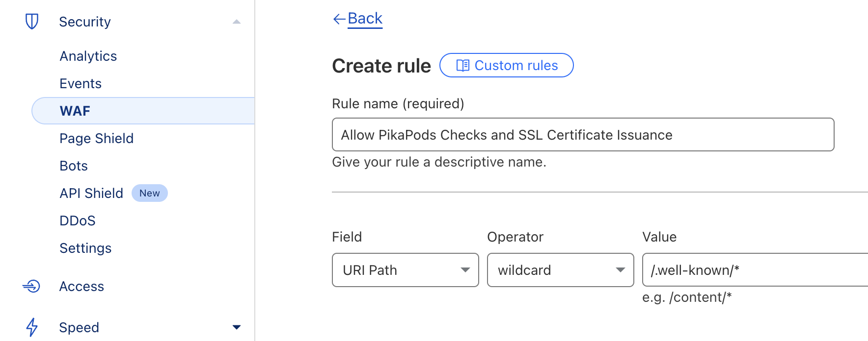 Cloudflare WAF Exception